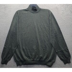 Canali Sweater Mens XL (56) Green Ribbed Hem & Cuff Mock Neck Oversized Pullover